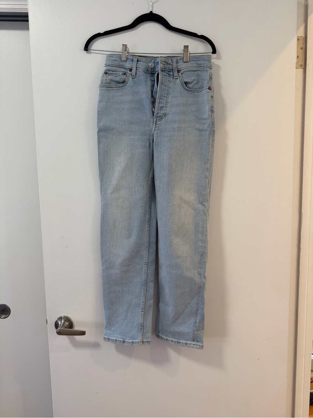 Re/Done High Waist Stove Pipe Light Wash Jean